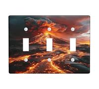 Volcanic Eruption Plaques de protection pour interrupteur de lumière/couvercles de prise, lave ardente pour accents muraux, plaques murales thermoplastiques, taille standard triple bascule