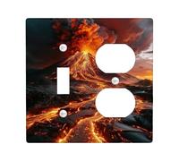 Volcanic Eruption Plaques de protection pour interrupteur de lumière/couvercles de sortie, lave ardente pour accents muraux, plaques murales thermoplastiques, taille standard à bascule duplex