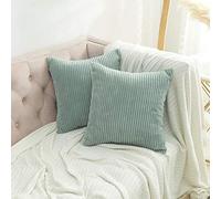 Volcanics Lot de 2 housses de coussin décoratives carrées en velours côtelé et doux pour décoration d'intérieur, sofa, canapé, chambre à coucher, 50 x 50 cm, bleu canard