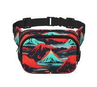 Volcano Bloom Sac banane zippé avec sangle réglable pour jogging, cyclisme, Noir , Taille unique