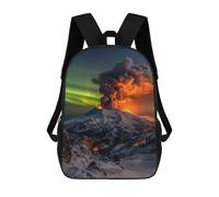 Volcano Eruption Aurora Borealis-1 Sacs À Dos Imprimés En 3D Pour Enfants 17inch Sacs À Dos Tendance Et Décontractés Pour La Journée, Sacs De Voyage, Sacs À Dos D'extérieur Pour Garçons Et Filles
