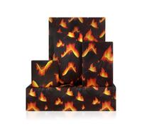 Volcano Lava Lot de 4 feuilles pliées de papier cadeau amusant et cool Motif montagne brûlée Pour enfants garçons Science Dinosaure 50,8 x 71,1 cm
