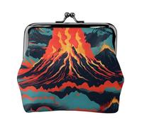 Volcano Print Mini portefeuille pour cartes et rouge à lèvres Motif Kiss Lock
