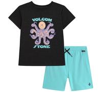 Volcom Ensemble short 2 pièces à manches courtes et short Tech Stretch pour garçon - Vêtements d'été pour tout-petits