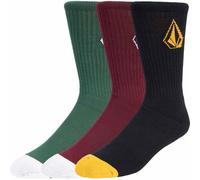 Volcom Full Stone Lot de 3 paires de chaussettes Crew (vert/rouge/noir, 42-46)