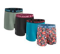 Volcom Lot de 4 caleçons boxeurs en polyester élasthanne pour homme, Multicolore/bleu clair/noir/vert clair, Medium