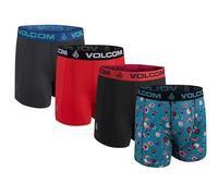 Volcom Lot de 4 caleçons Boxeurs en Polyester élasthanne pour Homme, Bleu/Noir/Rouge/Anthracite, Medium