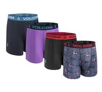 Volcom Lot de 4 caleçons Boxeurs en Polyester élasthanne pour Homme, Gris/Noir/Violet/Bleu Marine, Large