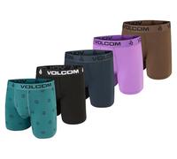 Volcom Lot de 5 caleçons Boxeurs en Coton Stretch Ultra Doux pour Homme, Bleu Sarcelle/Noir/Bleu Marine/Violet/Marron, Large