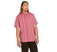 Volcom Newbar Chemise boutonnée à Manches Courtes pour Homme, Rubis délavé, Taille L, Rubis délavé, L