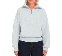 Volcom - Pull demi-zippé - Voltrane Sweater W Bone Heather pour Femme - Taille S - Gris Gris S