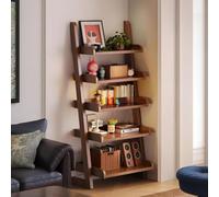 VOLDAX Bibliothèque d'angle Étagère de Rangement Étagère en Bois Massif Organisateur de Livres, pour Salon Bureau Chambre(Brown,140cm/55in)