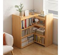VOLDAX Bibliothèque rétractable Bois Massif Armoire de Rangement Basse, Etagère en Bois Moderne avec Compartiments Décalés pour Salon Bureau(80cm/31.5in)