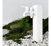 VOLDAX Colonne À Eau de Jardin avec Robinet Double Sortie d'eau, Fontaine Exterieure de Jardin, Point d'eau Distributeur extérieur Puits pour Jardin Jardinage(White)