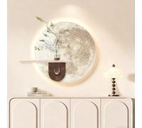 VOLDAX Décoration Murale De Grès avec Vase et Plantes Vertes Artificielles, Peinture décorative LED en Relief 3D, Sculptures Artistiques pour Salons et Chambres(Yellow-C,87 * 70cm/34 * 27.6in)