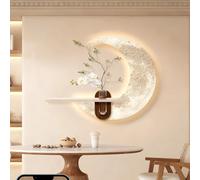 VOLDAX Décoration Murale De Grès avec Vase et Plantes Vertes Artificielles, Peinture décorative LED en Relief 3D, Sculptures Artistiques pour Salons et Chambres(Yellow-D,63 * 50cm/24.8 * 19.7in)