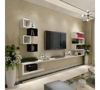 VOLDAX Meuble TV Flottant avec Compartiments Ouverts, Console Multimédia TV Ensemble De Meubles De Salon, Différentes Couleurs(White-A,200cm/78.7in)