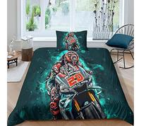VOLDAX Motogp Housse De Couette Motocross Motocyclette,Parure De Lit Enfant Junior Housse De Couette + Taie d'oreiller Set -résistant À L'humidité Single（135x200cm）