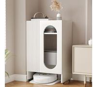 VOLDAX Support de Rangement pour Aspirateur Robot Meuble Bar à Café Table D’appoint Décorative, Armoire Multi-usages pour Salon Bureau À Domicile Garage(White,90cm/35.4in)