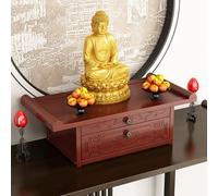 VOLDAX Table d'autel avec Rangement, Niche De Bouddha Chinois, Forte Capacité De Charge, pour la Relaxation, Prière, Salon, Chambre, Bureau(50 * 30 * 19cm/19.7 * 11.8 * 7.5in)