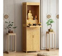 VOLDAX Table D'Autel De MéDitation, Autel De Méditation Bouddhiste Relaxant avec Rangement, Sanctuaire De Prière Personnelle, for la décoration intérieure(Yellow,60cm/23.6in)