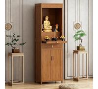 VOLDAX Table D'Autel De MéDitation, Autel De Méditation Bouddhiste Relaxant avec Rangement, Sanctuaire De Prière Personnelle, for la décoration intérieure(Brown,60cm/23.6in)