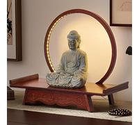 VOLDAX Table D'Autel De MéDitation, Table De Prière Et De Méditation en Bambou, pour défunt/Bouddhiste/thé, Décoration spirituelle Orientale pour Petit Espace(Brown A,50cm/19.7in)