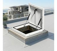 VOLDAX Trappe d'accès au Toit Trappe de Toit, Lucarne Ouverture Vasistas en Aluminium, Couvercle De Regard pour Cave Et Puits D'Inspection(White,75 * 75cm/29.5 * 29.5in)