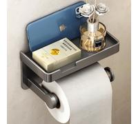 VOLDRA Porte Papier Toilette Mural, Derouleur Support Papier Toilette Murale avec éTagèRe sans Percage Porte Papier WC Adhésif DéVidoir Papier Toilette Toilet Paper Holder(Gris)