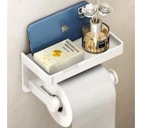 VOLDRA Porte Papier Toilette Mural, Derouleur Support Papier Toilette Murale avec éTagèRe sans Percage Porte Papier WC Adhésif DéVidoir Papier Toilette Toilet Paper Holder(Blanc)