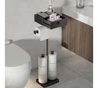 VOLDRA Porte Papier Toilette sur Pied, Support Papier Toilette sans Percage avec Tiroirs, Toilet Paper Holder, Peut Contenir Jusqu'à Sept Rouleaux De Papier Hygiénique(Noir)