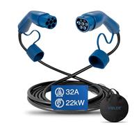 VOLDT Câble de charge de type 2 22 kW 32 A triphasé pour voitures électriques EV PHEV, type 2 vers type 2 Mode 3, convient pour modèle S/X/Y/3, ID.4, E-Tron, e-208, I4, IX1, Zoe, etc. Protection IP67