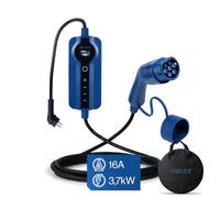 VOLDT Câble de charge Schuko de type 2 3,7 kW, monophasé, 8 A - 16 A, chargeur EV réglable avec affichage numérique contrôlable pour voiture électrique, câble de charge pour véhicules électriques