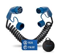VOLDT câble de charge spiralé 2 11 kW 16 A 3 phases pour véhicules électriques EV PHEV, type 2 vers type 2 Mode 3, compatible Tesla Model S/X/Y/3, ID.4, E-Tron, e-208, I4, IX1, Zoe, IP67