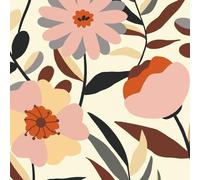 VOLEAAR Grand papier peint floral à décoller et à coller - Papier peint moderne en vinyle amovible pour chambre d'enfant - Revêtement d'étagère, comptoir, armoire, murs beige coloré - 44,5 cm x 300 cm
