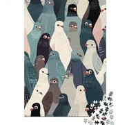 Volée Pigeons 1000 Pièces Carton Recyclé Motif Oiseau illustré Puzzle, Décompression Éducative, Cadeau Personnalisé & Loisirs Maison 70x50cm/1000pcs