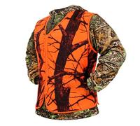 Volein Gilet de Chasse en Camouflage Orange Vif, Léger, Fermeture à Glissière(L)