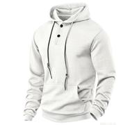 Volemo Homme Sweat à Capuche Jacquard Pull Casual Manches Longues | Poches kangourou, col Henry et patte de boutonnage à 2 boutons, tissu à motifs géométriques, idéal pour un look décontracté