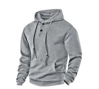 Volemo Homme Sweat à Capuche Jacquard Pull Casual Manches Longues | Poches kangourou, col Henry et patte de boutonnage à 2 boutons, tissu à motifs géométriques, idéal pour un look décontracté