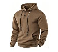 Volemo Homme Sweat à Capuche Jacquard Pull Casual Manches Longues | Poches kangourou, col Henry et patte de boutonnage à 2 boutons, tissu à motifs géométriques, idéal pour un look décontracté