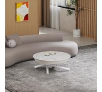 VOLERO', Table transformable à gain de place ronde, modèle Zeus, mécanisme montants avec réglage millimétrique de la hauteur. (blanc veiné)