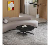 VOLERO', Table Transformable à Gain de Place Ronde, modèle Zeus, mécanisme Montants avec réglage millimétrique de la Hauteur (Noir Veiné)