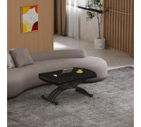 VOLERO', Table transformable économe en espace, modèle Agamemnon, mécanisme montants avec réglage millimétrique de la hauteur. (noir veiné)