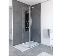 Volet pivotant pour paroi de douche fixe - 40x200cm - Verre transparent 6mm - Profile Chromé