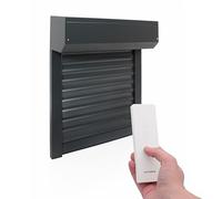 Volet Roulant Electrique Radio Ajustable en Aluminium - H 140 cm x L 120 cm- Coloris Gris Anthracite (7016) - Montage Facile, pour Fenêtre-