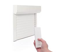 Volet Roulant Electrique Radio Ajustable en Aluminium h100 x l80 cm- Coloris Blanc- Montage Facile , Pour Fenêtre