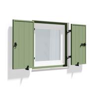 Volets Battants de fenêtre, avec cadre de montage, lames Deauville, RAL 6021 vert pâle, 800 x 800 mm, 2 vantaux avec couvre-joint, sur mesure