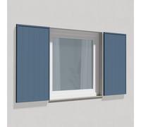 Volets Battants décoratifs, volet fixe à lames Deauville, RAL 5014 bleu pigeon structure fine mat, 300 x 800 mm, un vantail, sur mesure