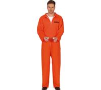 Voleur Costume d'Halloween Tenue de prison Détenu Costume orange Malfrat Fête Fun Entrée en scène Voleur Bandit Thème, Taille : 46 - 48 (S) Couleur : Orange