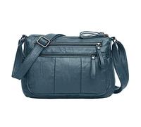 VOLGANIK ROCK Sac à bandoulière pour femme en cuir synthétique souple et léger, Bleu - 25,9 cm, Medium